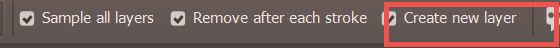 ช่องติ๊ก Create new layer ในแถบ Options ของ Remove Tool